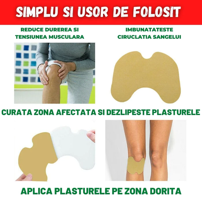 SET 50 PLASTURI-PELIN pentru Genunchi, Spate, Umeri, pe baza de Plante