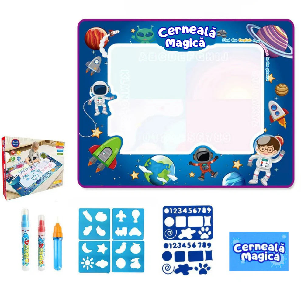 Covoraș Magic – Set pentru Desen Fără Murdărie cu Apă + 2 Markere Cadou 🎁