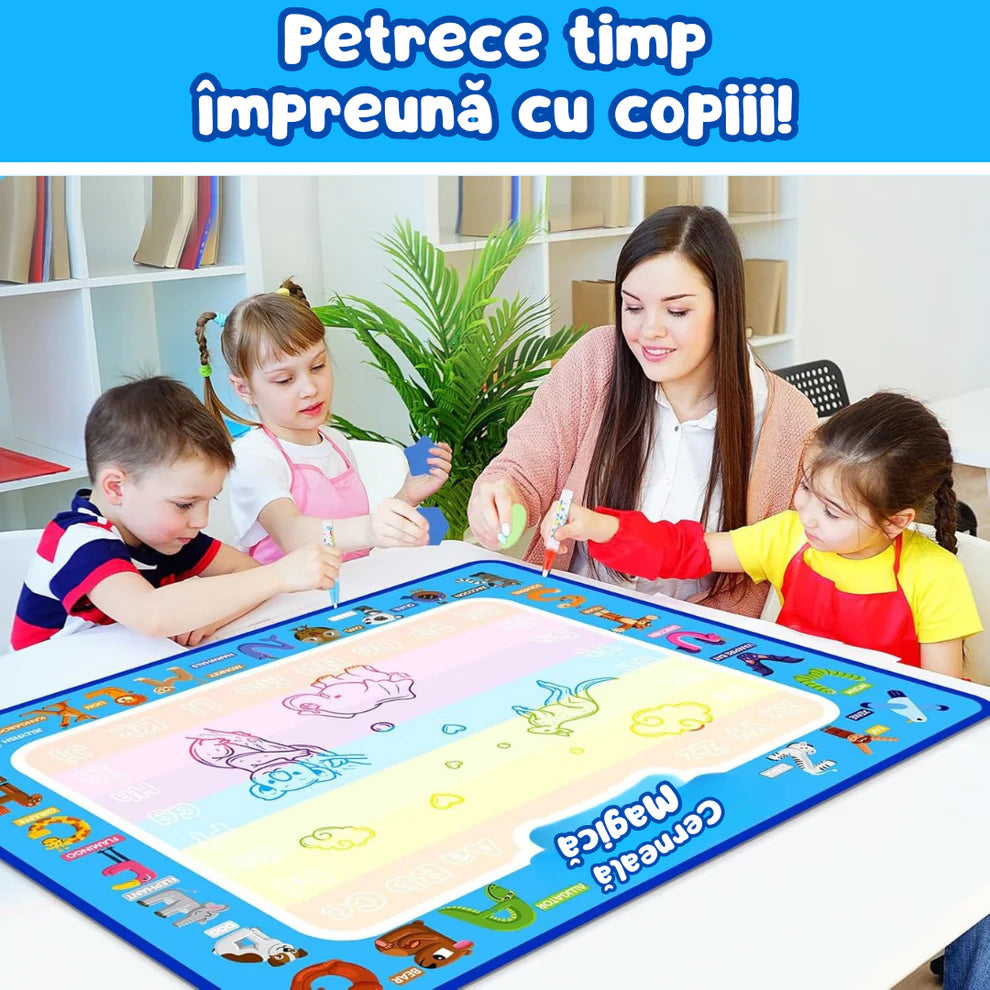 Covoraș Magic – Set pentru Desen Fără Murdărie cu Apă + 2 Markere Cadou 🎁