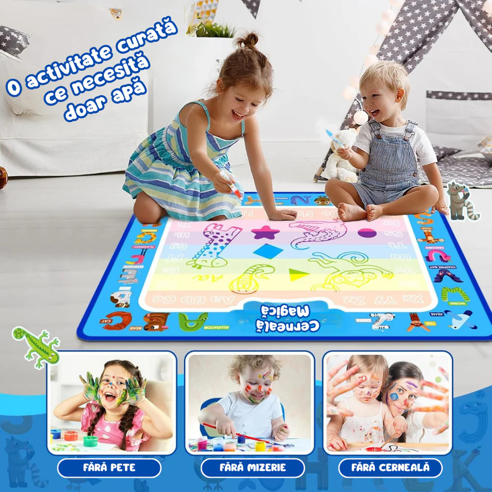 Covoraș Magic – Set pentru Desen Fără Murdărie cu Apă + 2 Markere Cadou 🎁