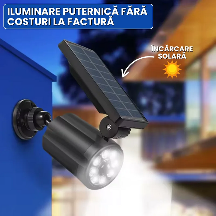Camera/Lampa Solară Supraveghere Falsa, Realista,300lm, Senzor PIR, IP65, LED Roșu, Negru