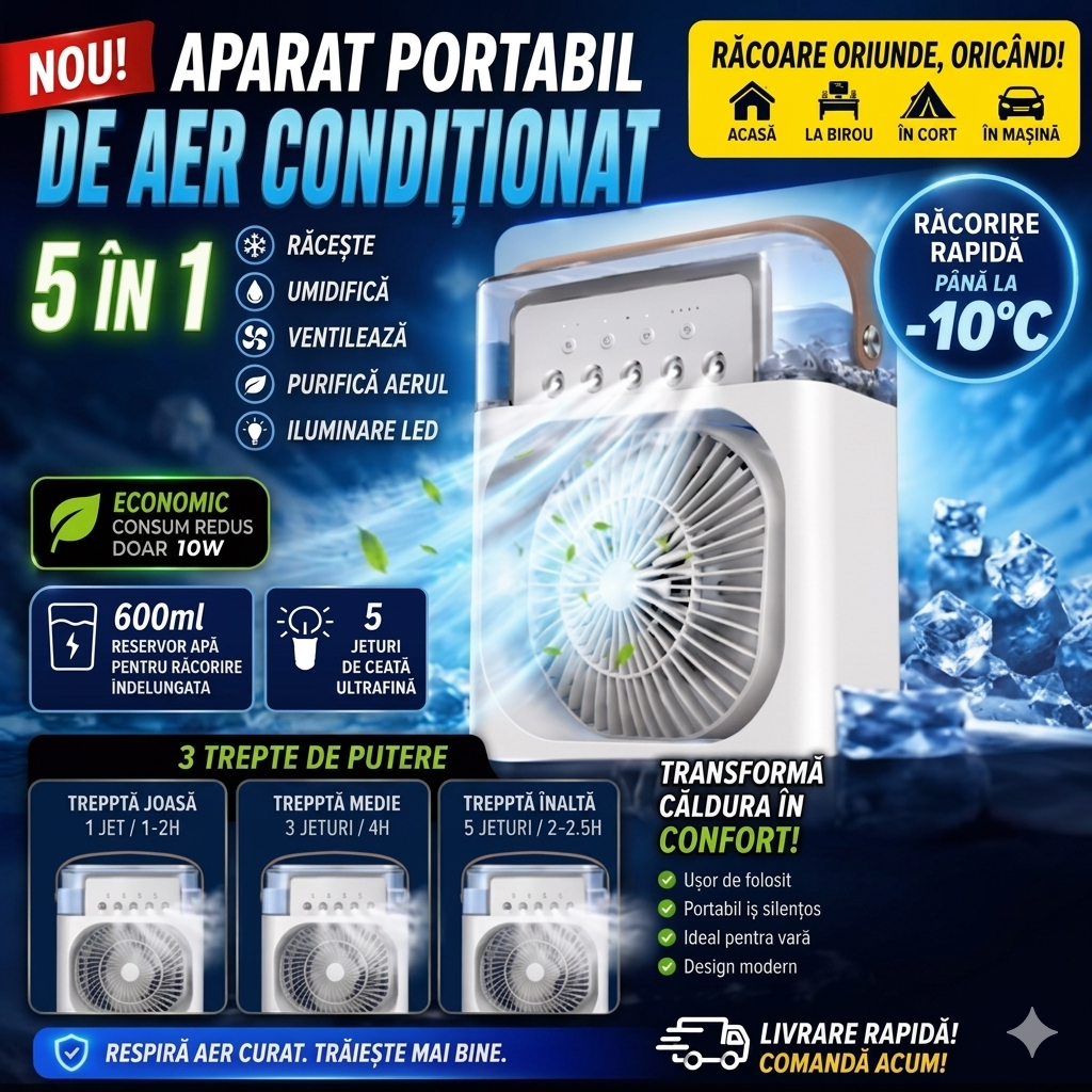 Aparat portabil de aer condiționat 5 in 1