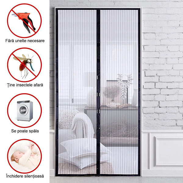 1+1 GRATIS Plasa de tantari/ muste magnetica pentru usi, 210 x 90 cm