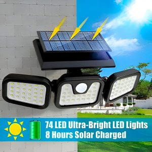 Lampă solară triplă cu senzor de mișcare