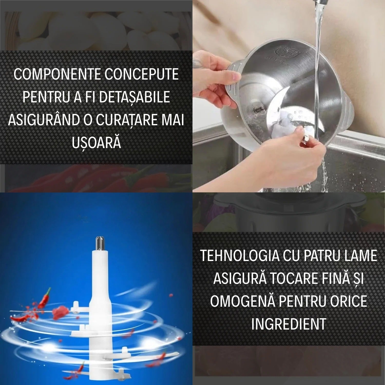 Tocător Profesional 1000 W– Bol Inox 3L + CADOU SURPRIZA 🎁