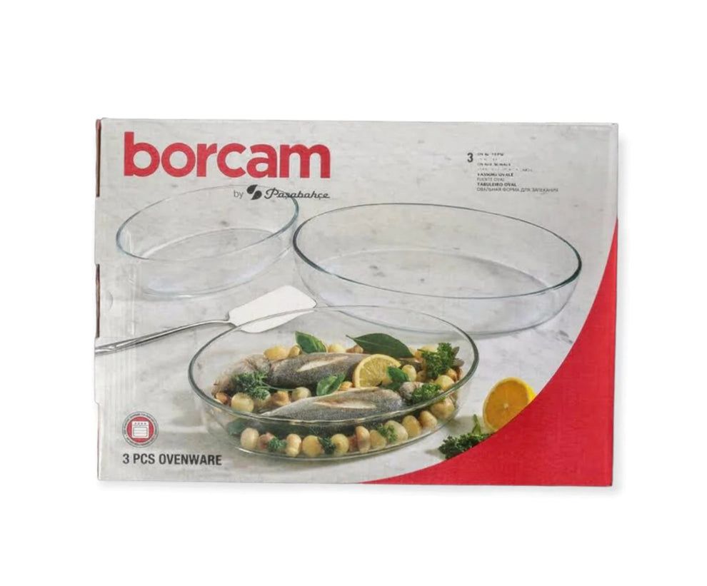 Set 3 Tăvi Yena  din Sticlă Termorezistentă + Mănușă Cuptor CADOU