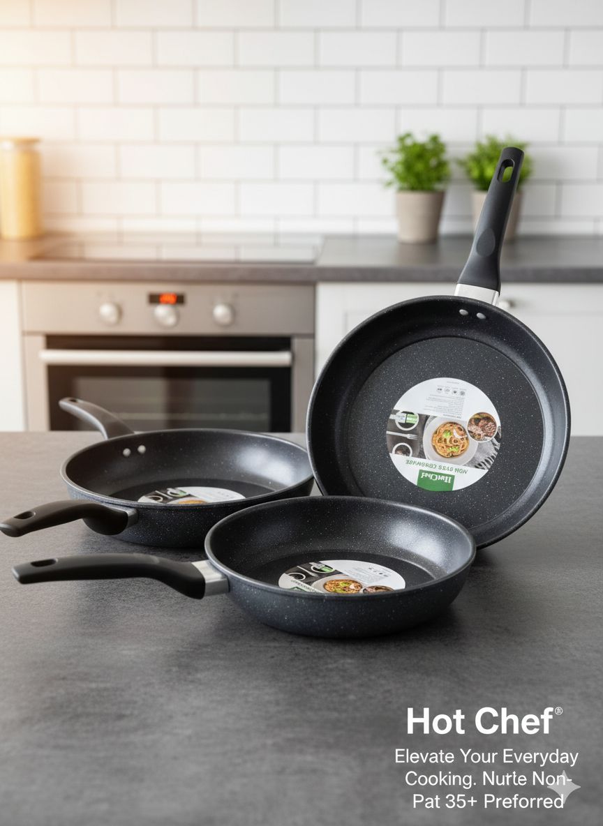 Set 3 tigai de gătit antiaderente, 30/24/28 cm, PREMIUM, HotChef,  Înveliș 3 straturi