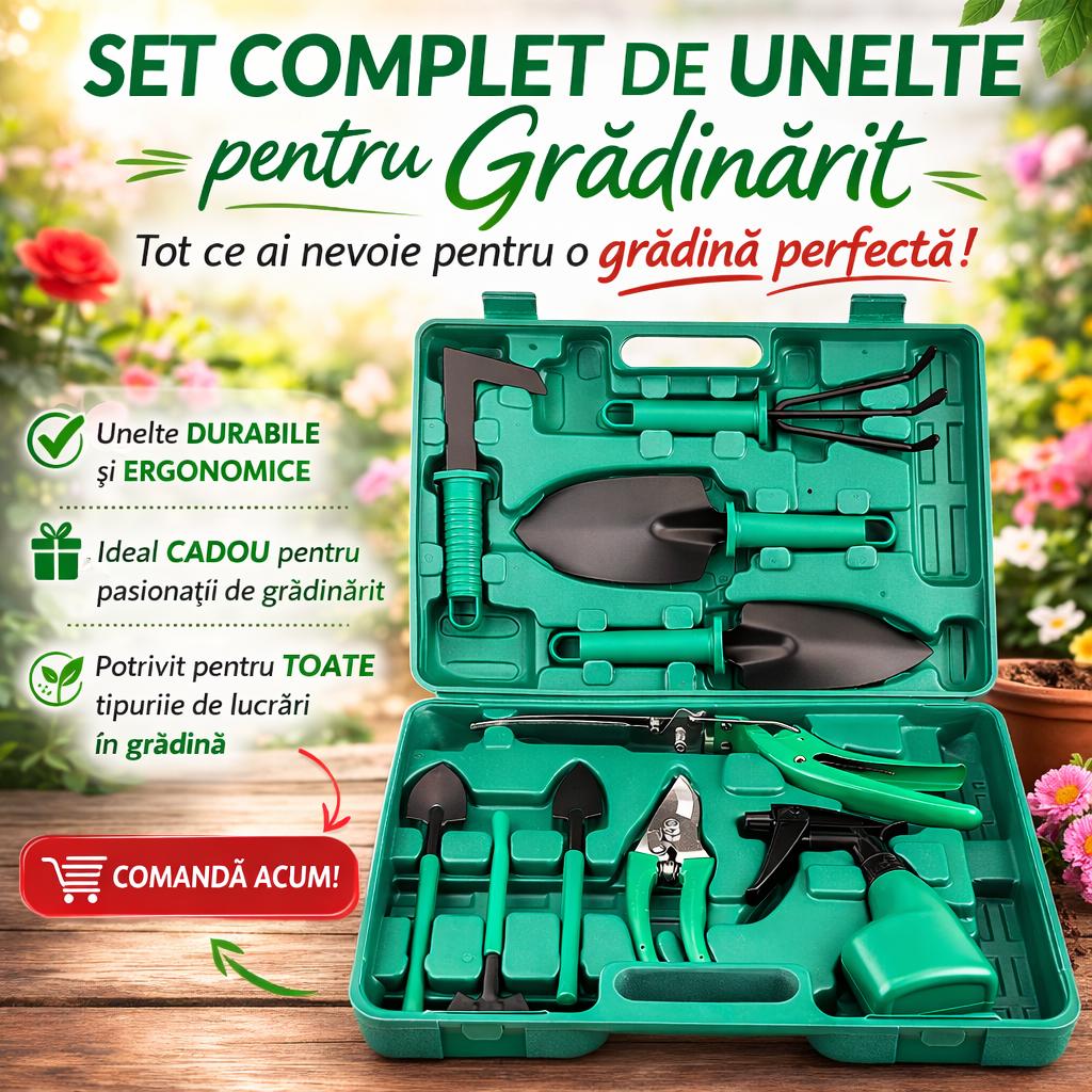 Set de scule de grădină, 10 accesorii pentru grădinărit, tăierea crengilor sau îngrijirea plantelor