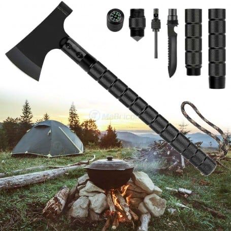 Topor Multifuncțional X-Survivor 7 – Kit Tactic 7-în-1 pentru Camping și Supraviețuire