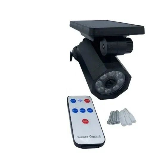 Camera/Lampa Solară Supraveghere Falsa, Realista,300lm, Senzor PIR, IP65, LED Roșu, Negru