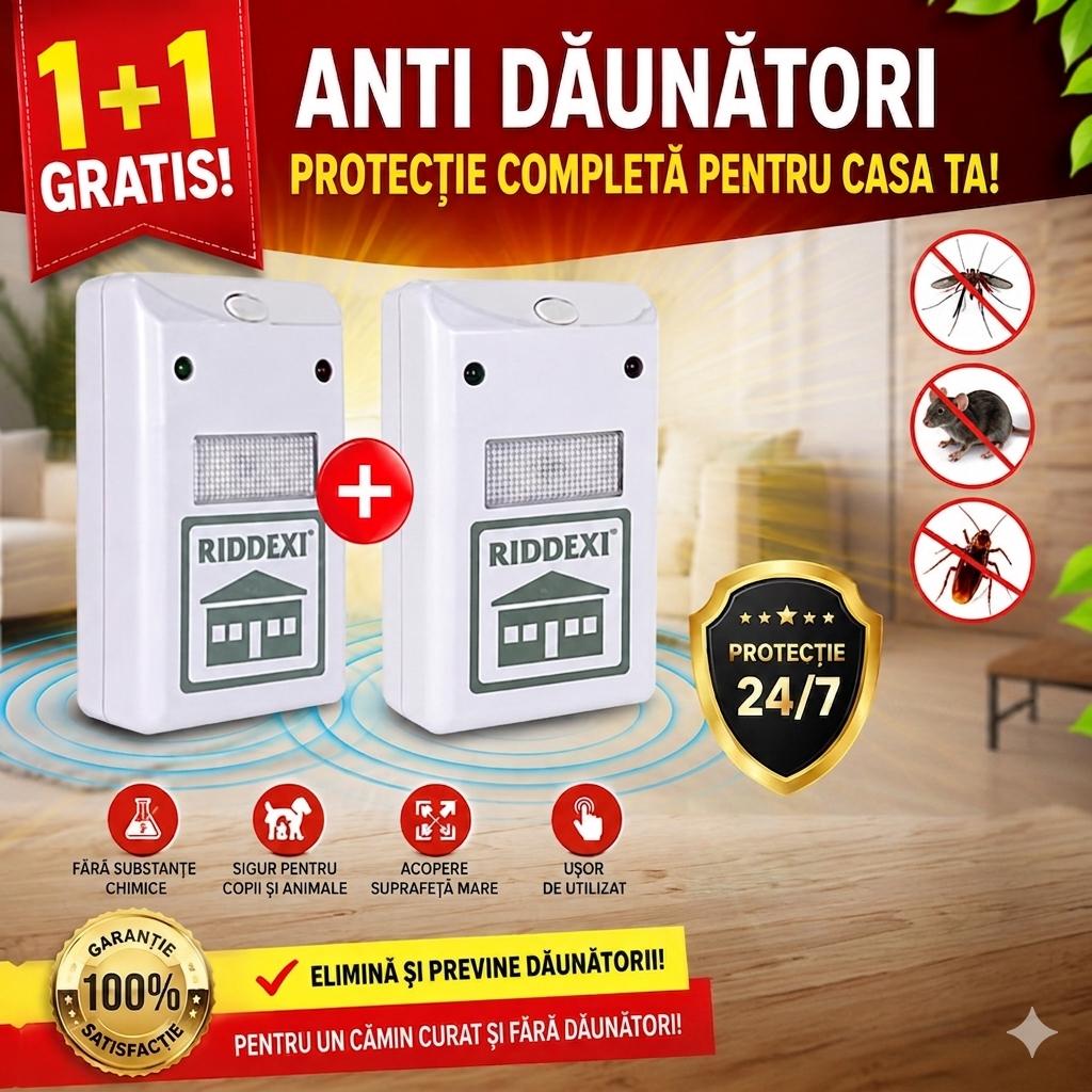 1+1 GRATIS – Dispozitiv Anti‑Daunători cu Ultrasunete (Șoareci, Gândaci, Țânțari)