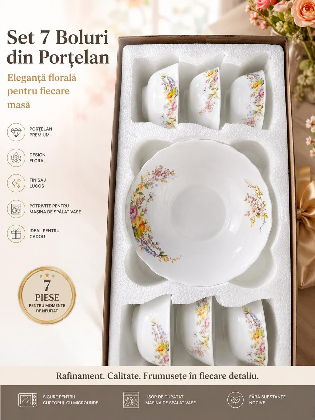 Set 7 Boluri din Porțelan