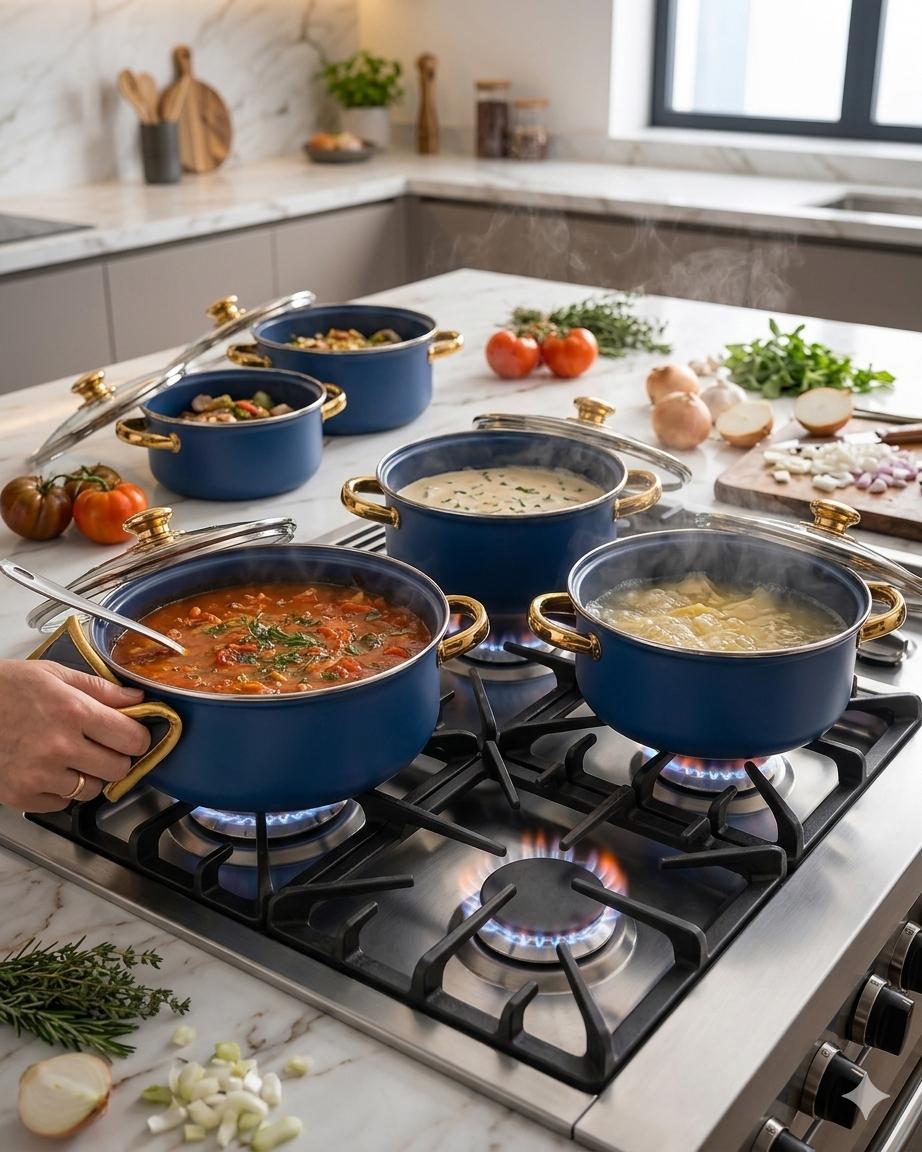 Oferta Zilei! Set Complet 5 Oale Cu Capac, Inox Premium
