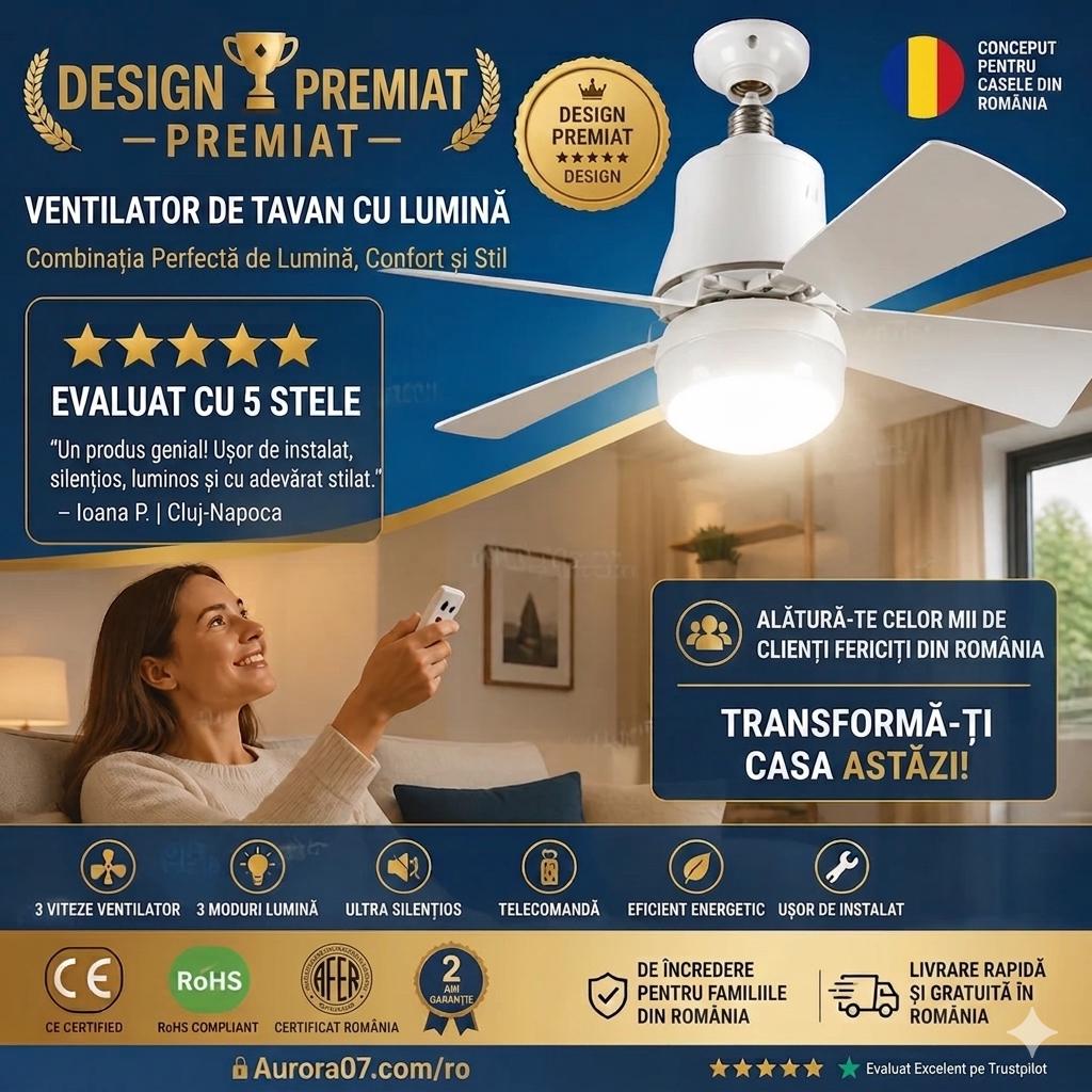💰 Ventilatorul 2 în 1 care îți oferă răcoare, lumină și un consum eficient de curent!