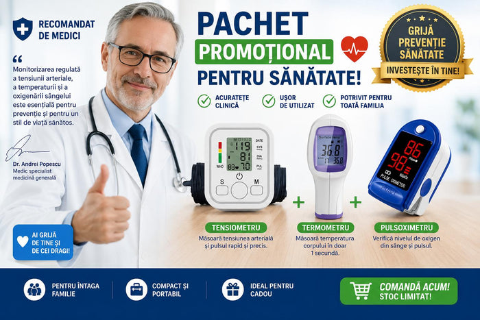Pachet Promoțional pentru Sănătate – Tensiometru + Termometru + Pulsoximetru