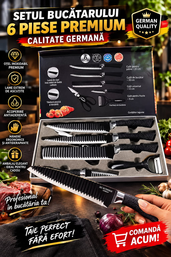 SETUL BUCĂTARULUI – 6 PIESE PREMIUM PENTRU TĂIERI PERFECTE!