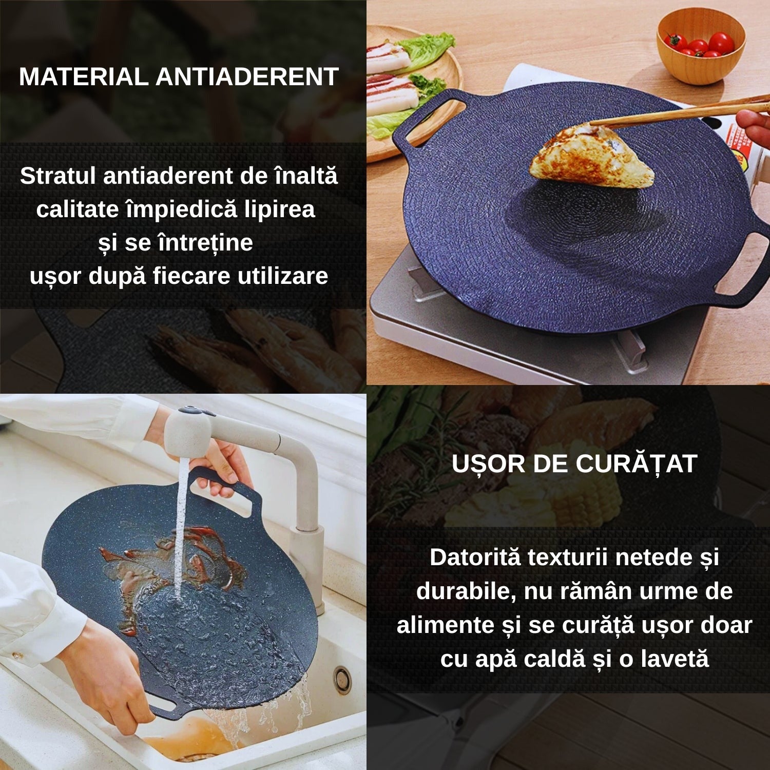 Ofertă 1+1 Gratuit – Plită Japoneză Antiaderentă, Durabilă și Ușor de Curățat