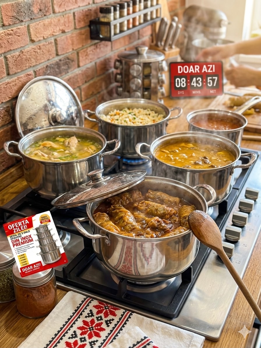 Oferta de nerefuzat! Set Complet 5 Oale Cu Capac, Inox Premium
