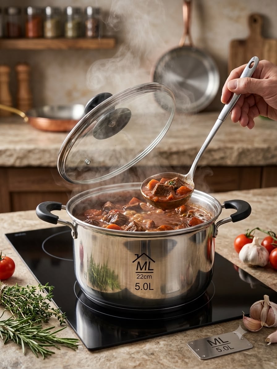 Mega Oferta! Set Complet 4 Oale Cu Capac, Inox Premium,  6,5,4,3 litrii