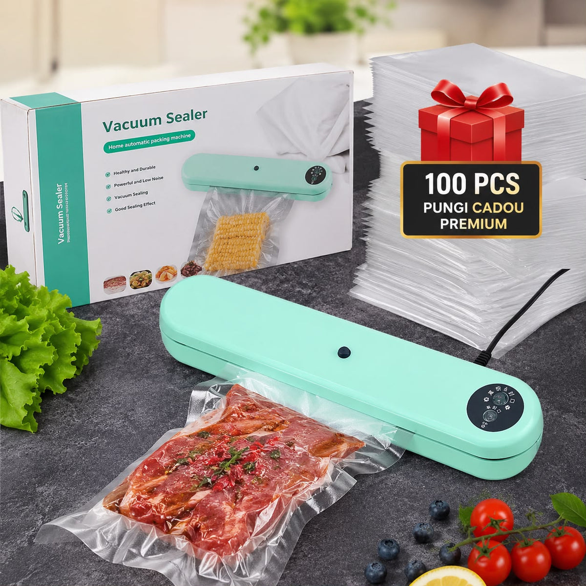 Aparat de Vidat Alimente + 100 Pungi Cadou 🎁