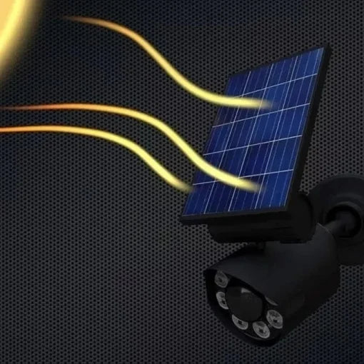 Camera/Lampa Solară Supraveghere Falsa, Realista,300lm, Senzor PIR, IP65, LED Roșu, Negru