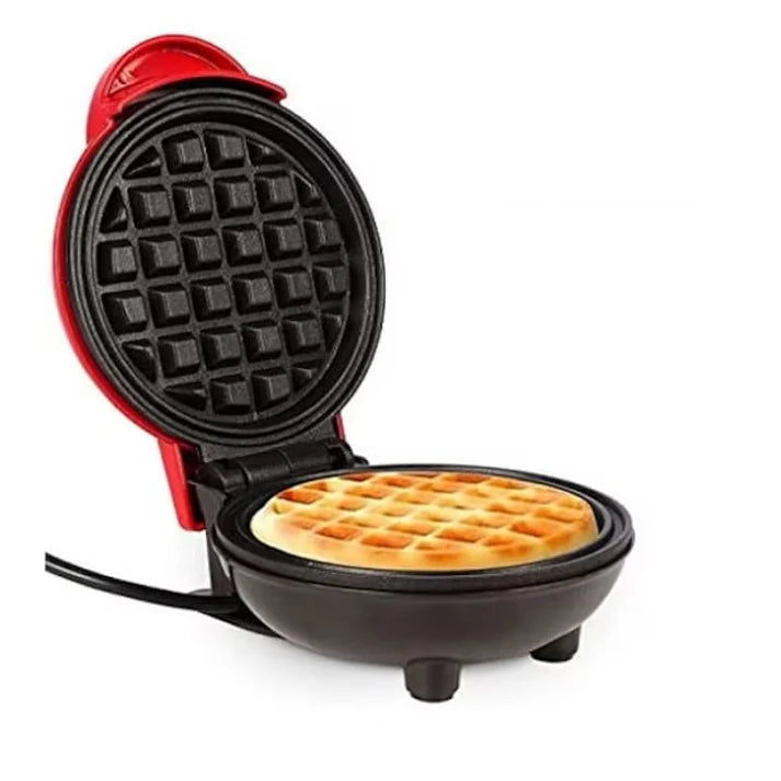 Mini Aparat de facut gofre si vafe, Bukate, Placi antiaderente, Indicator luminos, Rosu